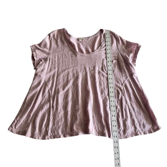 Poetry 100% Linen Lagenlook Oversized Swing Scoopneck Lilac Shirt Top size 18 - Picture 6 of 7